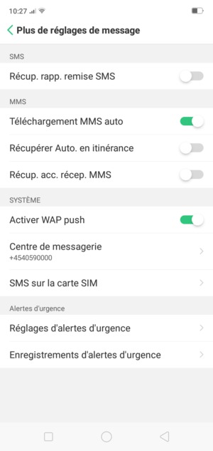 Sélectionnez Centre de messagerie