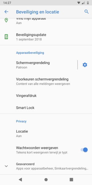 Scroll naar en selecteer Geavanceerd