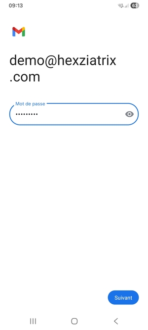 Saisissez votre mot de passe et sélectionnez Suivant