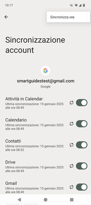 Seleziona Sincronizza ora
