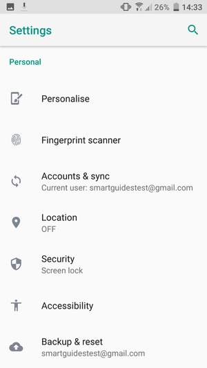 Return to the Settings menu and select Accounts & sync
