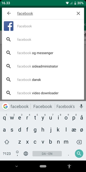 Indtast navnet på appen og vælg Søg
