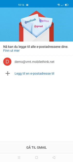 Velg GÅ TIL GMAIL