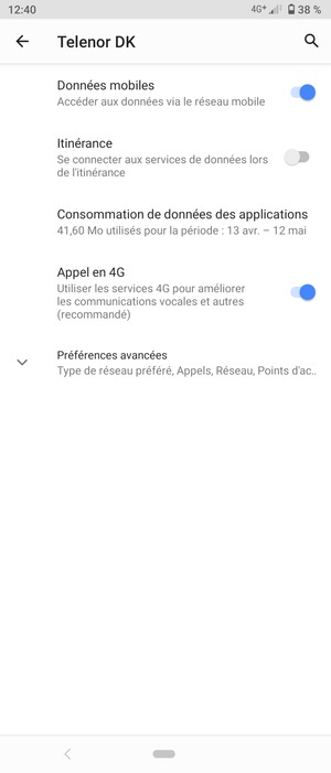 Sélectionnez Préférences avancées