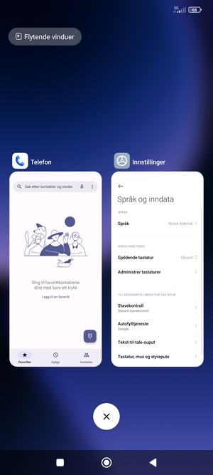 Velg sletteikonet for å lukke alle programmer som kjører