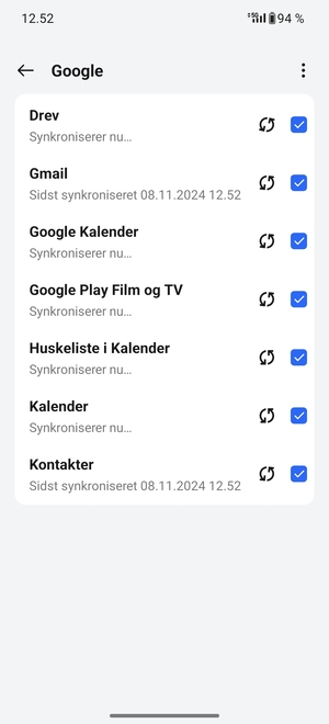 Dine oplysninger vil blive synkroniseret