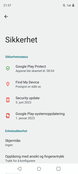 Velg Skjermlås