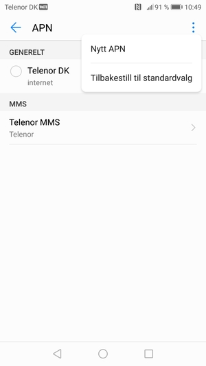 Velg menyknappen og velg Nytt APN