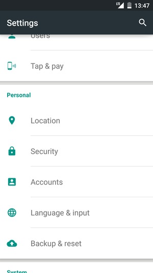 Return to the Settings menu and select Accounts
