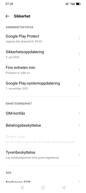 Bla til og velg SIM-kortlås