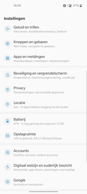 Scroll naar en selecteer Beveiliging en vergrendelscherm