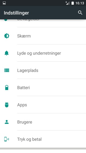 Scroll til og vælg Batteri
