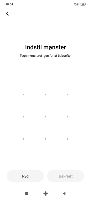 Tegn oplåsningsmønsteret igen