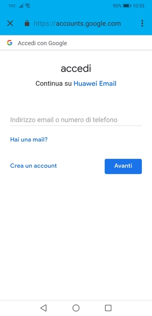 Inserisci il tuo indirizzo Gmail e seleziona Avanti