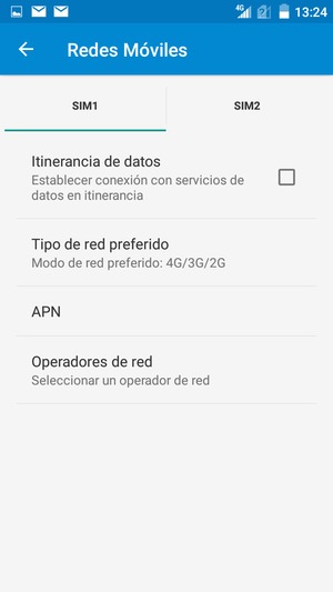 Seleccione la tarjeta SIM y seleccione APN