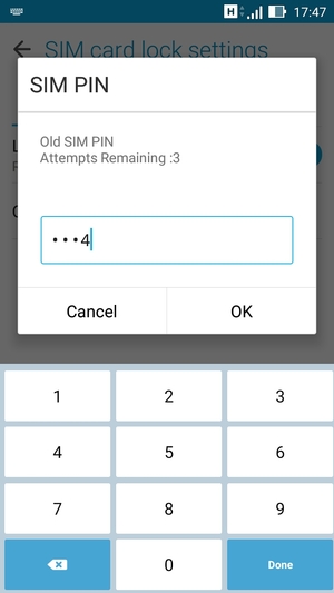 Enter your Old SIM PIN and select OK