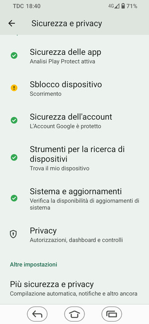 Scorri e seleziona Più sicurezza e privacy
