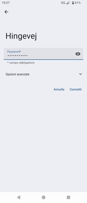 Inserisci la password del Wi-Fi e seleziona Connetti