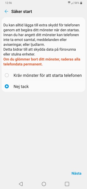 Tryck på ditt föredragna alternativ och välj Nästa