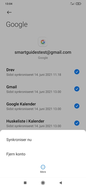 Vælg Synkroniser nu