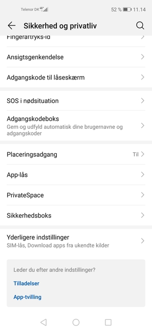Scroll til og vælg Yderligere indstillinger