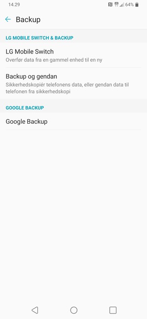 Vælg Google Backup
