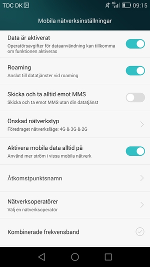Slå på eller stäng av Roaming