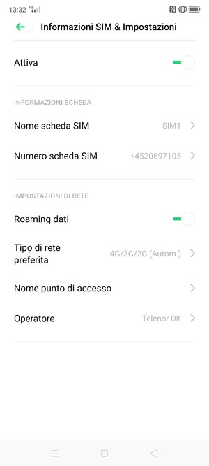 Attiva o disattiva Roaming dati