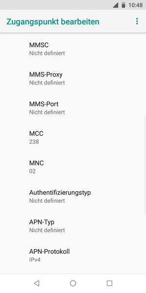 Scrollen Sie nach unten und geben Sie MMS-Informationen ein