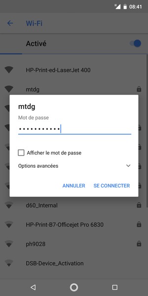 Saisissez le mot de passe du Wi-Fi et sélectionnez SE CONNECTER