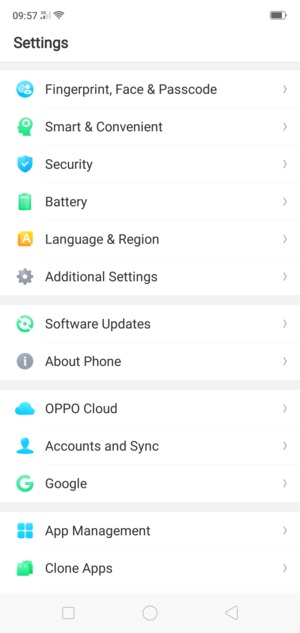 Scroll to and select Additional Settings