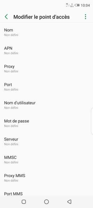 Saisissez les informations Internet