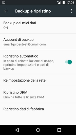 Seleziona Account di backup