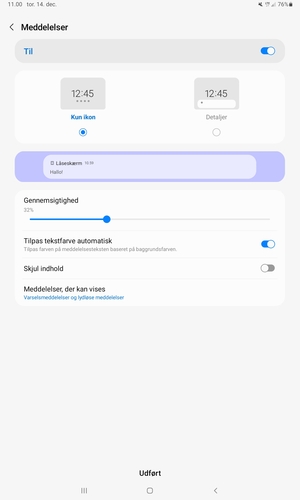 Vælg dine foretrukne muligheder og vælg Udført