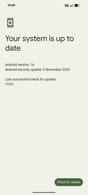 If your phone is up to date, you will see the following screen