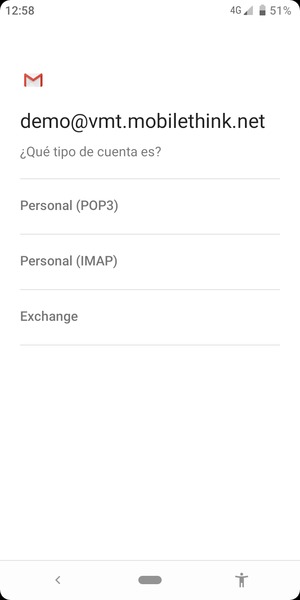 Seleccione Personal (POP3) o Personal (IMAP)