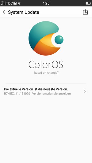 Falls Ihr Handy aktualisiert ist, wird Ihnen der folgende Bildschirm angezeigt