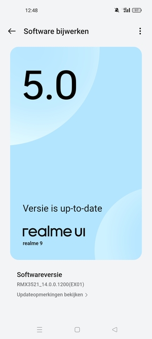 Als uw telefoon up-to-date is, zult u het volgende scherm zien