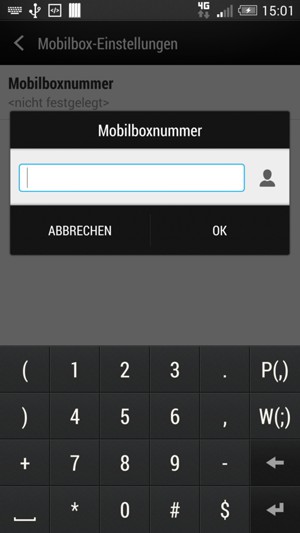 Geben Sie die Voicemail-Nummer ein und wählen Sie OK