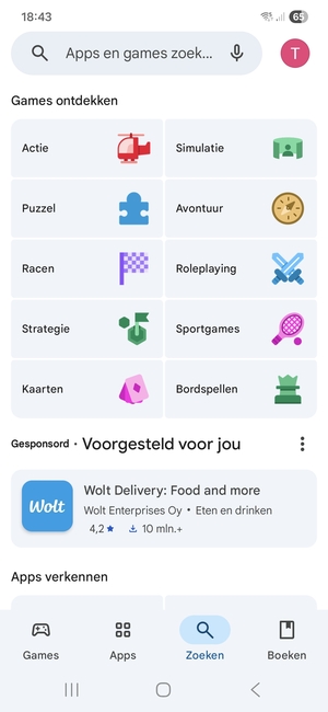 Selecteer de zoekbalk