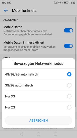 Wählen Sie die gewünschte Option