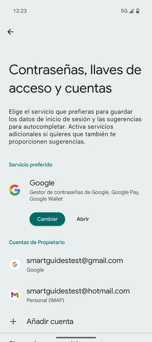 Seleccione su cuenta Google