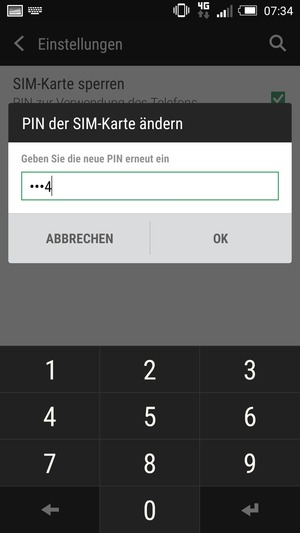 Bestätigen Sie Ihre neue PIN der SIM-Karte und wählen Sie OK
