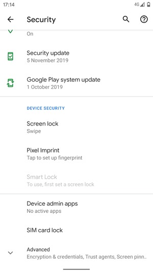 Scroll to and select SIM card lock
