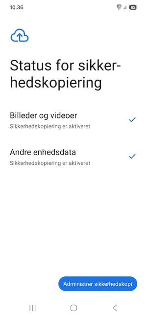 Vælg Administrer sikkerhedskopi