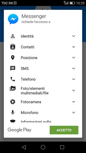 Seleziona ACCETTO