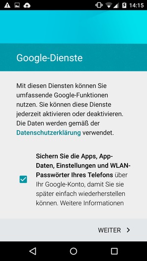 Wählen Sie WEITER
