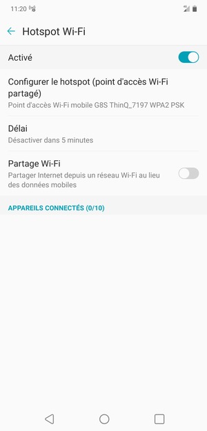 Votre téléphone est maintenant configuré pour être utilisé comme modem