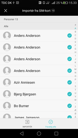 Vælg IMPORTÉR