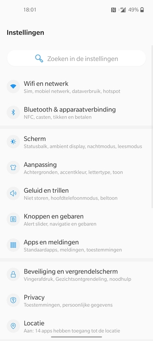 Selecteer Wifi en netwerk